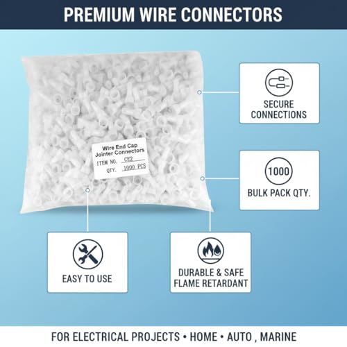 Image of Closed 1000 Pcs CE2 End Crimp Terminal Wire End Cap Transparent Plastic Nylon Protective Closed End Wire Crimp Connector Cap, Jointer Cap, wire protector joint cap