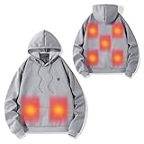 Beheizbarer Hoodie für Herren Damen Beheizte Jacken mit 5 Heizzonen Elektrische Beheizte Heizweste Kapuzenpullover Aktualisierte Version USB Beheizte Beheizbarer Pullover Hoody mit Kapuze 2025 Neu