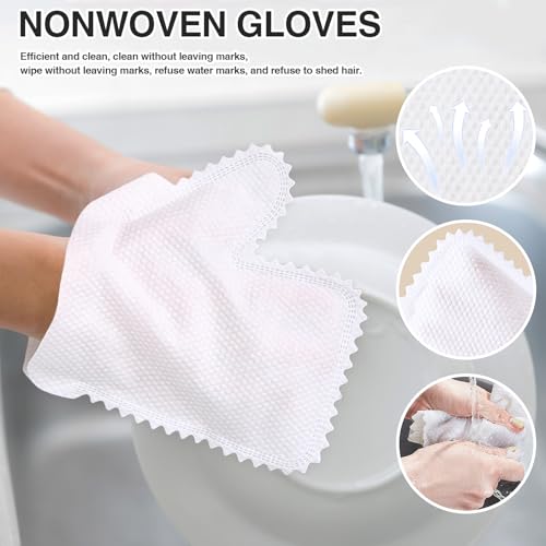 Image of 80Pieces White Microfiber Dusting Gloves Dust Wipes, Feather Dusters, Grabs and Locks in Dust Cleaning Gloves for Cleaning Shoe Bag Glasses Car Electronic Device
