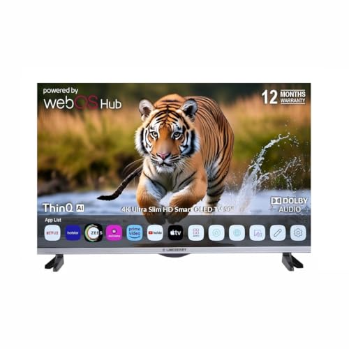 Image of Limeberry 50 inch 4K Ultra HD Smart OLED TV | WebOS | Dolby Soundbar | Frameless Slim Design | Magic Voice Remote | HDR, HLG | 3 HDMI, 2 USB | EOLED50 (Black)