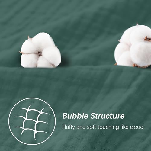 Image of SWEET DOLPHIN Muslin Hooded Baby Bath Towels - 2 Pack 100% Cotton Towel for Babies, Infants, Toddlers - 32x32Inch - Highly Absorbent and Newborn Essential, Deep Emerald