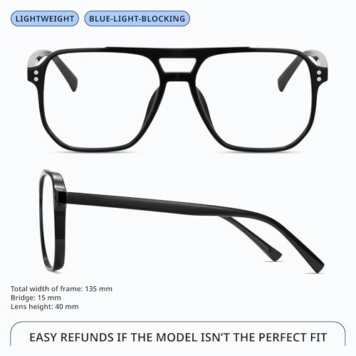 Image of livho Retro Aviator Blue Light Blocking Glasses for Women Men with Soft Case, Trendy Rectangle Computer Eyeglasses