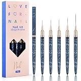 Nail Art Liner Brushes - Eptbsdu 5PC Nail Art Brush for Long Lines, Liner Brush UV Gel Polish Painti