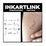 INKARTLINK Tattoo Tech, 15 Design/1 Sheet Small Semi Permanent Tattoo, Temporary Tattoos, Last 1-2 Weeks, Waterproof, Realistic Look, No Adhesive, No Reflection (2x3inch Love dogs the most)