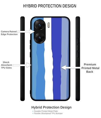 Image of Blue Stripes Rainbow Design Premium 2D Printed Metal Back Case Cover for Vivo V29E 5G