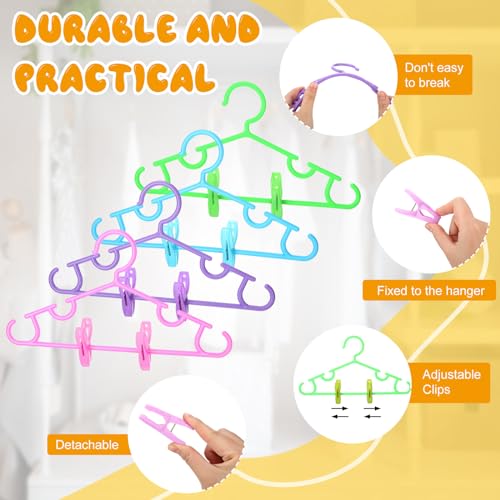 Wenqik SIX-WENQIK-162 60 Pack Baby Hangers Plastic Kids Hanger With 120 Pcs Adjustable Clips Space Saving Toddler Clothes Hangers For Children Infant Nursery Closet Pants Coat Skirts thumb #2