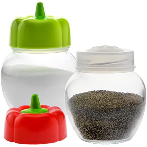 Seasoning Shaker Set with Perforated Top and Cute Pepper Lid - 7oz - 2 Pack Cover