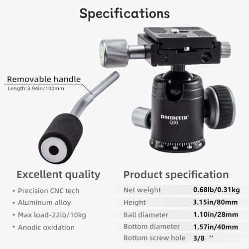 Dmiditir DM005 Panoramic Ball Head With Handle All Metal Cnc Ball Head Camera Mount Dmiditir Tripod Head thumb #1