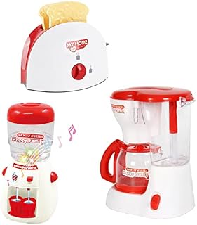 koolbitz Kids Pretend Play Set of 3 Home Appliance Toy Coffee Machine Coffee Maker & Water Dispenser & Toaster, Realistic Toy Kitchen Set