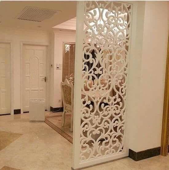 Image of Carved Room Divider Room Separator Screens,Room Divider Wall Panel, Multifunction Room Dividers Partition for Separator Between Room and Kitchen (White-Carved)