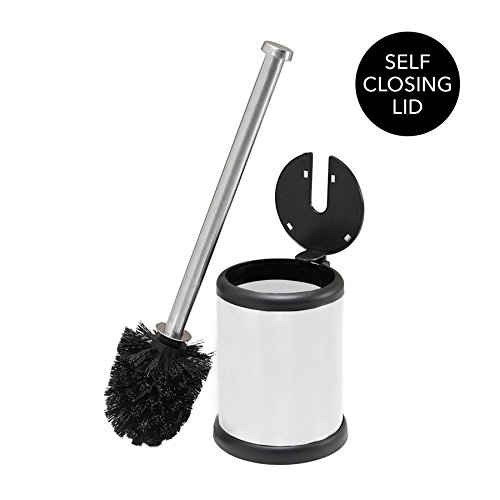 Brosse à WC avec couvercle automatique Bath Bliss anti-odeur pour petit espace et rangement propre