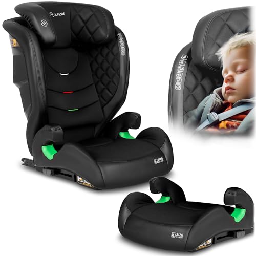 Nukido Kindersitz Kinderautositz 15 Bis 36 kg Autositz Für Kinder 4 Bis 12 Jahren ISOFIX Kopfstützenverstellung Neigungsverstellung Louis (Schwarz)