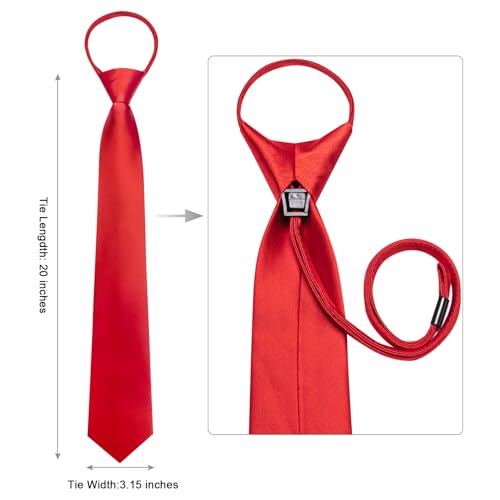 Image of Hi-Tie Zipper Ties for Men Pre-tied Tie Set Lapel Pin Pocket Square and Cufflinks Formal Business Wedding Adjustable Necktie