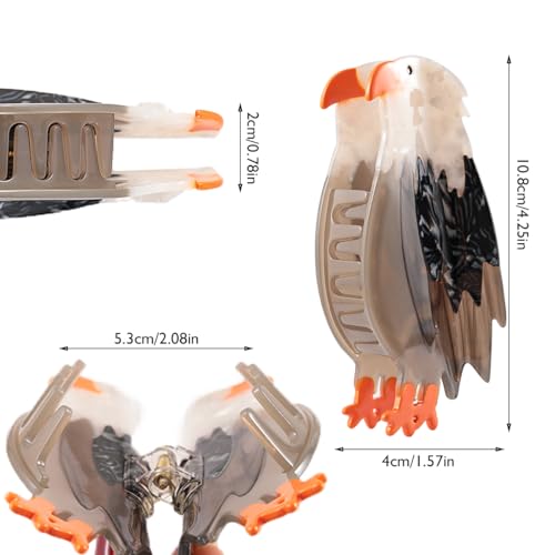 Personalized Acetate Owl Hair Claw - Gray Owl Design, Durable & Stylish Hair Clip for All Hair Types, Safe & Textured Acetate Material