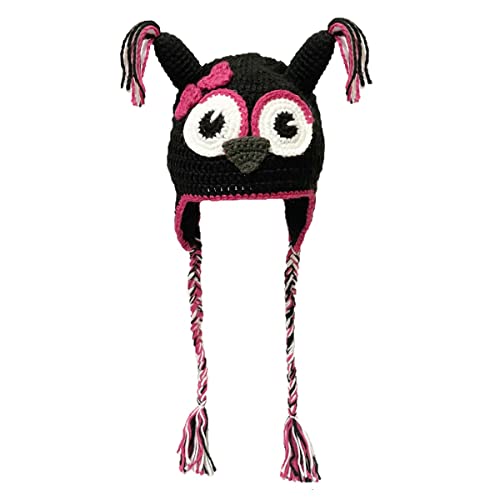 BIBITIME Handmade Knit Owl Bird Hat Crochet Tassel Eyes Ears Braid Earflap Beanie Cap
