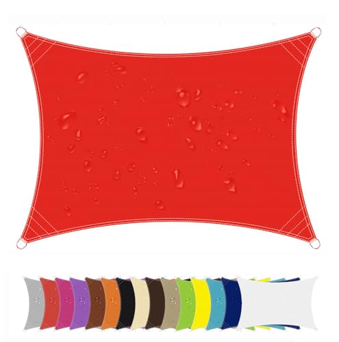 Kebinmaoyi Sonnensegel, Wasserdicht, PES-Polyester, 98% UV-Schutz, Markisenüberdachung, Sonnensegel mit kostenlosem Seil für den Außenbereich,Garten,Terrasse,Hof,Party,Rot,1.5x1m