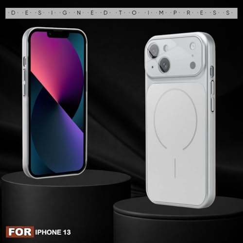 Image of SHINESTAR Premium Luxury Case Compatible with iPhone 13 | Protective Back Cover with Camera Lens Safety | Wireless Charging Support | Slim Fit Durable Design | Enhanced Grip Protection Silver