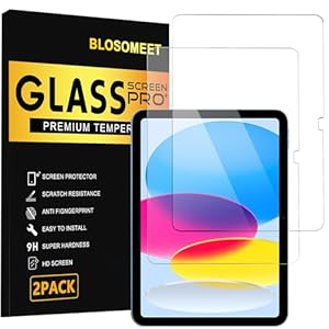 BLOSOMEET Paquete de 2 protectores de pantalla para iPad de 11ª A16 2025 y 10ª generación de 10.9 pulgadas 2022, vidrio templado transparente HD de dureza 9H [compatible con identificación facial y