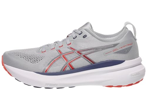 ASICS Men's Gel-Kayano 31 Running Shoes, 8, Piedmont Grey/Fiery RED
