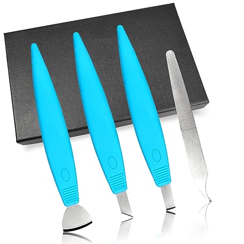 4 Piezas Kits de Cuchillos de Pedicura Profesionales con Caja de Almacenamiento, Cortacallos de Acero Inoxidable Pedicura, para Cuidados de Pedicura Pedicure de Callos Eliminar la Piel Muerta（Azul）