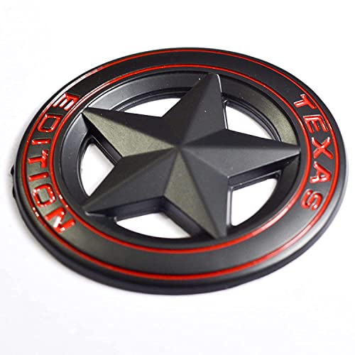 Image of Emblems for Car & Bike Metal Lo.go and Grill Me.tal Lo.go, Auto Accessories for Car Emblem 3D Badge Auto Racing Sport Sticker Grand Tourer Decal. (Texas Edition Black RED Sticker.)
