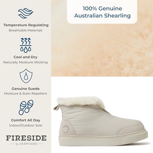 Image of Dearfoams Men's Fireside Nylon Australian Shearling Water Resistant Apres Winter Warm Up Bootie