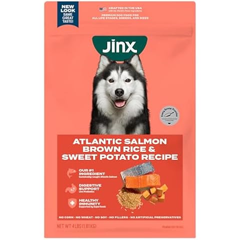 Jinx Premium Dry Dog Food, Real Salmon, Brown Rice & Sweet Potato Kibble with Superfoods & Probiotics, No Fillers, for All Lifestages, 4lb Cover