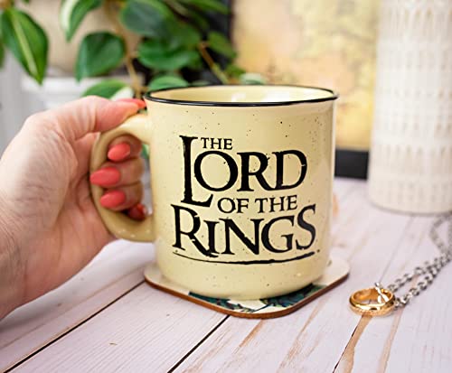 Image of Silver Buffalo Lord Of The Rings Gondor Elven Text Ceramic Camper Mug, 20oz
