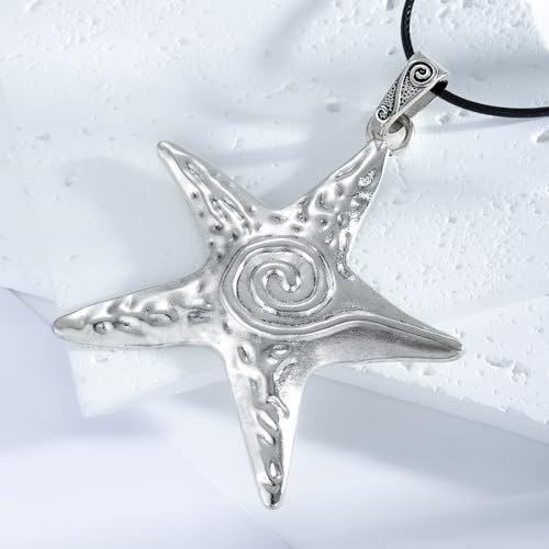 Big Star Spiral Necklace Gothic Chunky Pentagram Vortex Pendent Choker Beach Vacation Accessories for Women4