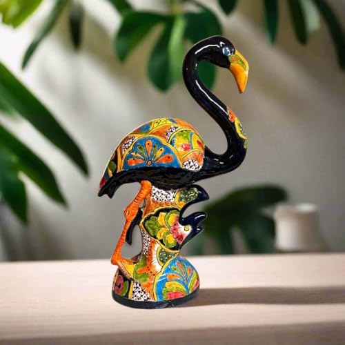 Estatua de flamenco Talavera de cerámica pintada a mano miniatura 5