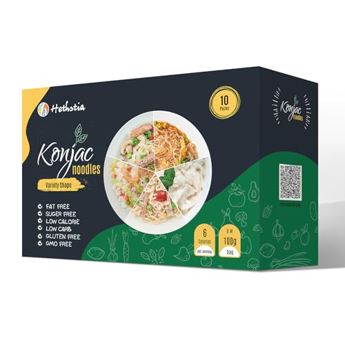 Image of Hethstia Konjac Noodle Variety Pack (Spaghetti, Fettuccine, Rice, Pho, Angel Hair), Pre-Cooked Low Carb Shirataki Noodle, 10-Pack Low Calorie Konjac Pasta, Keto, Vegan, Gluten-Free, Non-GMO, Healthy