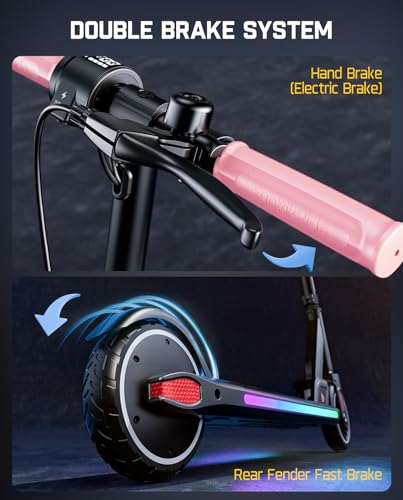 FanttikRide T9 Apex Electric Scooter for Kids 4.3-5.6 ft, 200 W Motor, LED Colorful Lights with Bluetooth Music Speaker, 7/10/12 MPH Digital Display, Adjustable Height, Foldable, Up to 40 mins