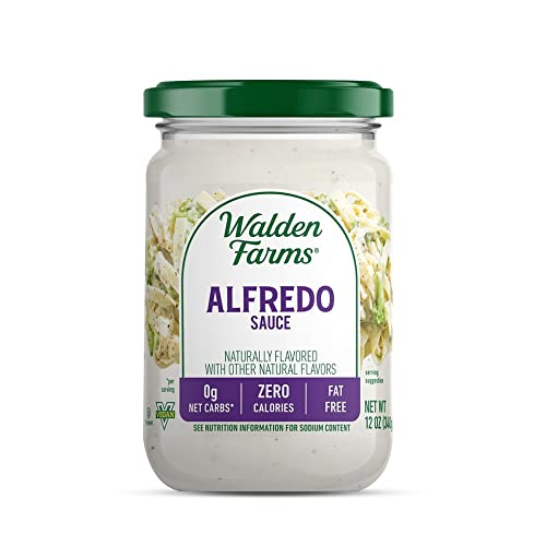 Walden Farms Alfredo Sauce – Zero Calorie, Sugar Free, Keto & No Carb Creamy Italian-Style Pasta Sauce – 12 oz Bottle