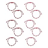 Grow Trendy 10 UDS Pulsera 7 Nudos Roja | 2 Modelos: Clásico y Brillo | Pulsera Mujer y Hombre | Pulseras para Parejas | Amuleto para la Buena Suerte y contra el Mal de Ojo | Ajustable de 15 a 28 cm