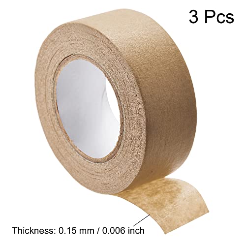 Image of uxcell 3Pcs 25mm 1 inch Wide 20m 21 Yards Masking Tape Painters Tape Rolls Brown