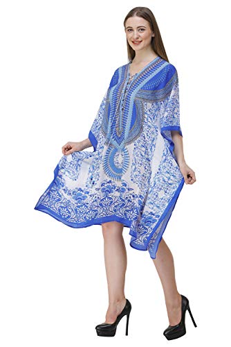 Image of RAVI RAJORIA Georgette Digital Printed Beach Wear Kaftan Blue Free Size R800 | Multi Color 2