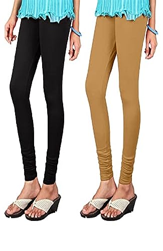 Image of Ultra Soft Cotton Slim fit Solid Color Attractive Casul wear Leggings for Womens - Pack of 2 pcs