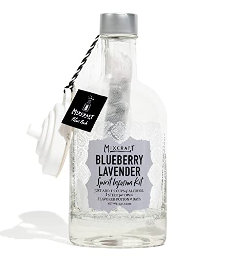 MixCraft Spirit Infusion Kit - Premium Craft Cocktail & Mocktail Mixer, Glass Bottle, Collapsible Funnel, Flavor Pouch & Recipe, Blueberry Lavender