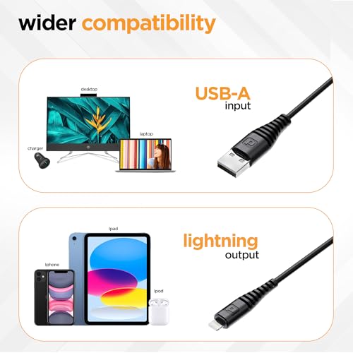 Image of Dubstep Blaze Stellar 15W USB-A to Lightning Fast Data Charging Cable with Over 60K bend life, 70K insertion tested, Powerblitz technology, Overheat Protection (Black)