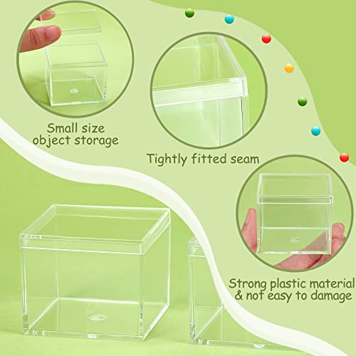 Image of Juexica 12 Pcs Clear Acrylic Boxes with Lid,Square,2.17 x 2.17 x 1.77 | Clear Plastic Boxes with Lids for Organizing and Displaying Jewelry, Candy, Crystals, Crafts, Party Favors and Collectibles