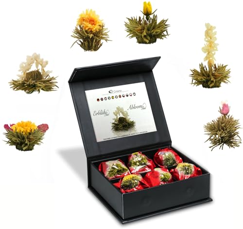 Creano 6 Flores de chá - chá em caixa elegante e magnética com relevo de prata - chá branco