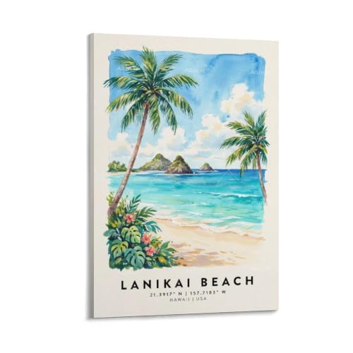 Poster Lanikai paysage urbain vintage pour décorer votre bureau