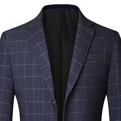 Men's Checked Wrinkle-Resistant Blazer Business Casual Two Buttons Slim Suit Jacket Daily Formal Party Sport Coat2