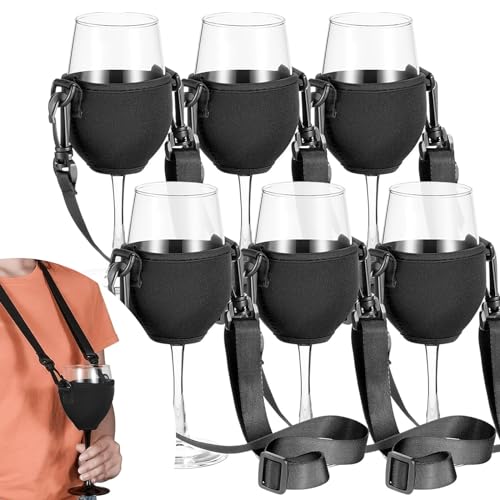 6 Stück Weinglashalter Zum Umhängen Tragbar Festival Wine Glass Holder Stoff Für Den Hals Wein Für Weihnachten Weinfest Hochzeit Geburtstag Party Picknicks