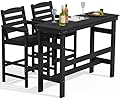 SERWALL Outdoor Bar Table and Chairs Set, Adirondack Bar Chairs Set of 2 and Bar Height Table, All Weather HDPE Outdoor Patio Bar Set, Outdoor Furniture for Outside, Poolside, Backyard, Garden, Black