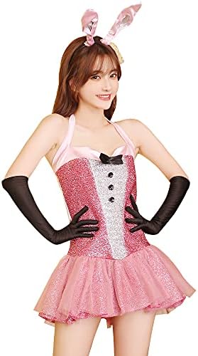 [Malymoon] コスプレ ハロウィン 動物 アニマル 可愛い セクシー コスチューム 衣装 仮装 セット レディース 大人 halloween【animal1】【a1457pink】(キラキラバニーピンク) 詳細画像1