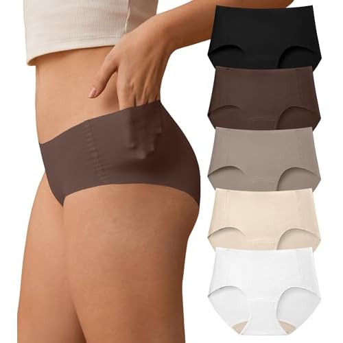 SHARICCA Womens Seamless Underwear No Show Hipster Panties Invisible Lightweight Nuage Bikinis Briefs Microfiber Pack