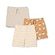 Amazon Essentials Unisex Baby Baumwollshorts Zum Schlüpfen, 3er-Pack, Löwe und Pony/Streifen/Taupe, 18 Monate