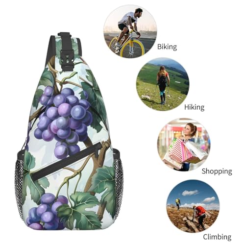 Bolso bandolera unisex con patrón uva ajustable ligero miniatura 6