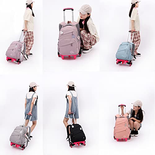 Rolling Backpack for Girls Trolley BookBag with Wheels Elementary and Middle School Luggage Travel Bag3
